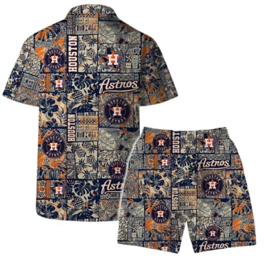 Houston Astros Heritage Patch Hawaiian Shirt