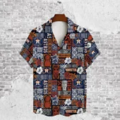 Houston Astros Island Mosaic Hawaiian Shirt Front - TeeAloha