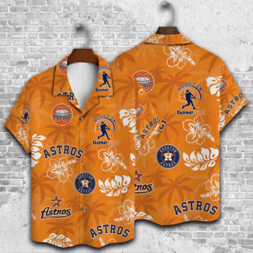 Houston Astros Island Orange Hawaiian Shirt