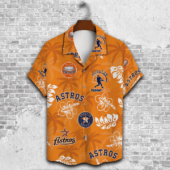 Houston Astros Island Orange Hawaiian Shirt Front - TeeAloha