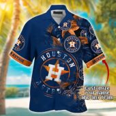 Houston Astros Midnight Palm Custom Hawaiian Front - TeeAloha