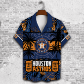 Houston Astros Midnight Tropics Hawaiian Shirt Front - TeeAloha