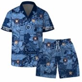 Houston Astros Ocean Breeze Hawaiian Shirt Front With Short - TeeAloha