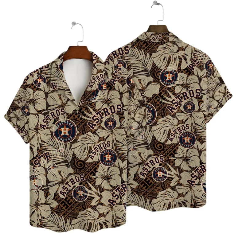 Houston Astros Palm Leaf Elegance Hawaiian Shirt