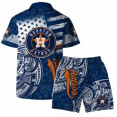 Houston Astros Palm Sunset Hawaiian Shirt Back With Short - TeeAloha