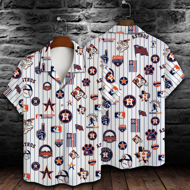 Houston Astros Pinstripe Icons Hawaiian Shirt