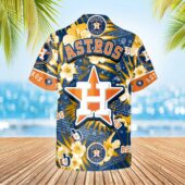 Houston Astros Starburst Hibiscus Hawaiian Shirt Back - TeeAloha