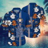 Houston Astros Striped Bloom Hawaiian Shirt - TeeAloha