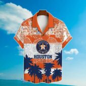 Houston Astros Sunset Palm Hawaiian Shirts Front - TeeAloha