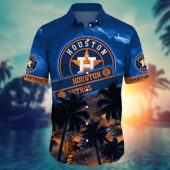 Houston Astros Sunset Palms Hawaiian Shirt Front - TeeAloha