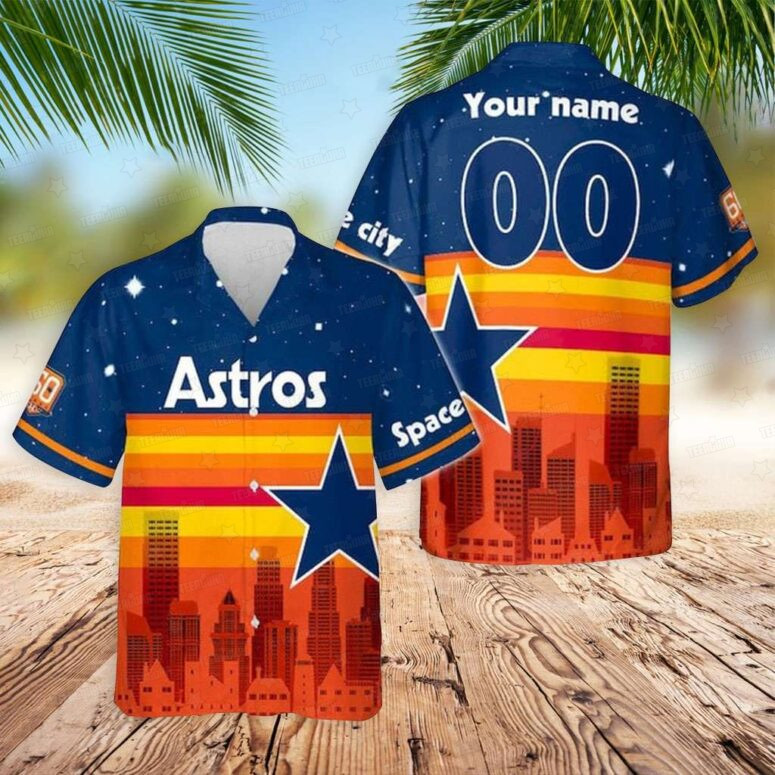 Houston Astros Sunset Skyline Hawaiian Shirt