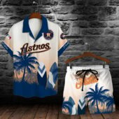 Houston Astros Sunset Vibe Hawaiian Shirt Front With Short - TeeAloha