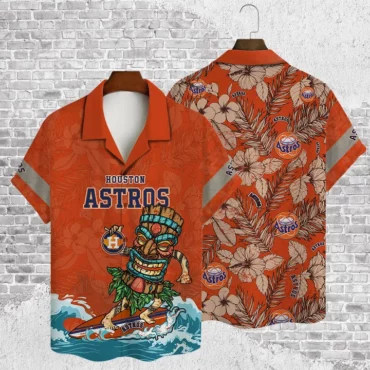 Houston Astros Surfing Tiki Hawaiian Shirt