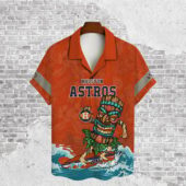 Houston Astros Surfing Tiki Hawaiian Shirt Front - TeeAloha