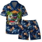 Houston Astros Tiki Surf Hawaiian Shirt Front With Short - TeeAloha