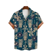 Houston Astros Tiki Totem Hawaiian Shirt Front - TeeAloha