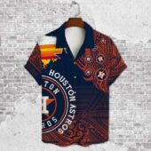 Houston Astros Tribal Blaze Hawaiian Shirt Front - TeeAloha