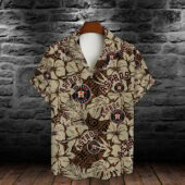 Houston Astros Tribal Leaf Hawaiian Shirt Front - TeeAloha