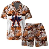 Houston Astros Tribal Wave Hawaiian Shirt Front With Short - TeeAloha