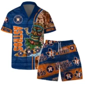 Houston Astros Tropical Flamingo Hawaiian Shirt Front With Short - TeeAloha