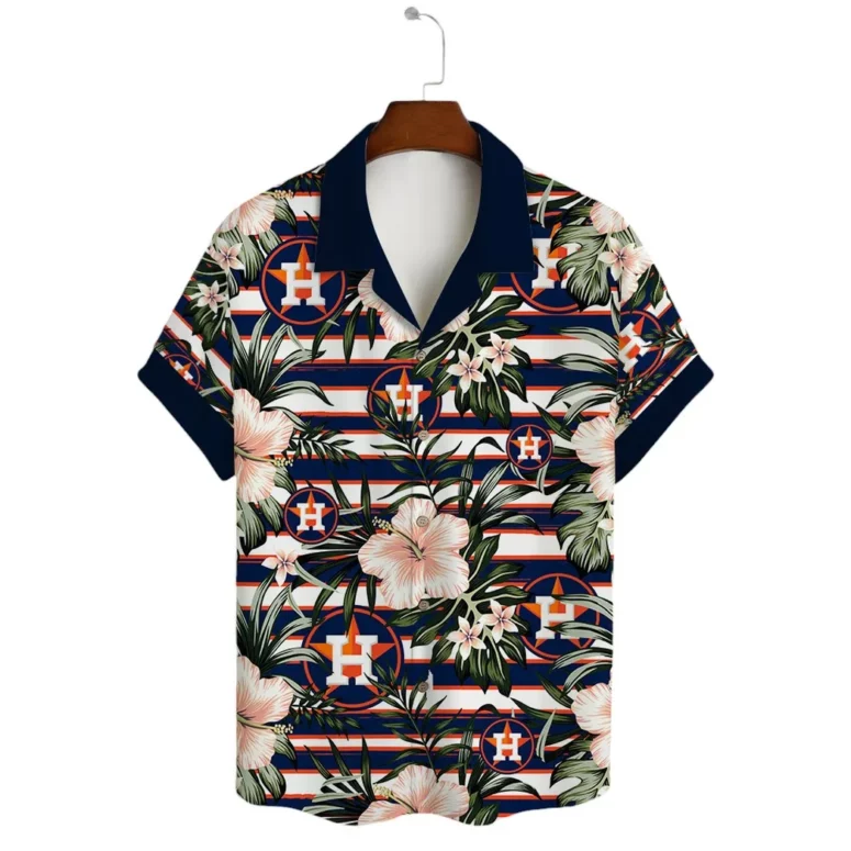 Houston Astros Tropical Stripes Hawaiian Shirt