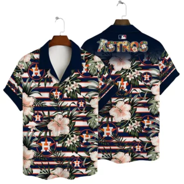 Houston Astros Tropical Stripes Hawaiian Shirt