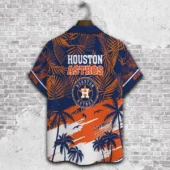 Houston Astros Tropical Sunset Blue And Orange Hawaiian Shirt Back - TeeAloha