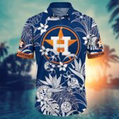 Houston Astros White Floral Breeze Hawaiian Shirt Front - TeeAloha