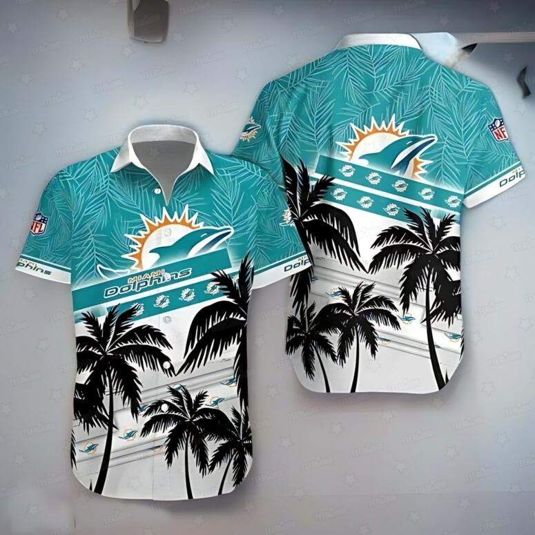 Miami Dolphins BluePalm Paradise Hawaiian Shirt