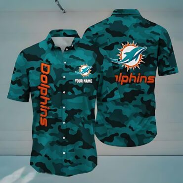 Miami Dolphins Camo Stealth Hawaiian Shirt