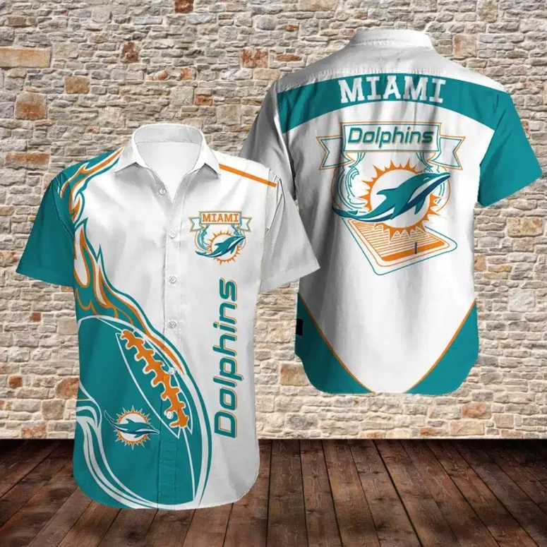 Miami Dolphins Crest Legacy Hawaiian Shirt