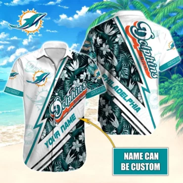 Miami Dolphins Custom Lightning Strike Hawaiian Shirt