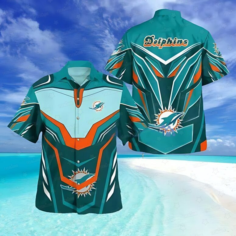 Miami Dolphins Cyber Shield Hawaiian Shirt