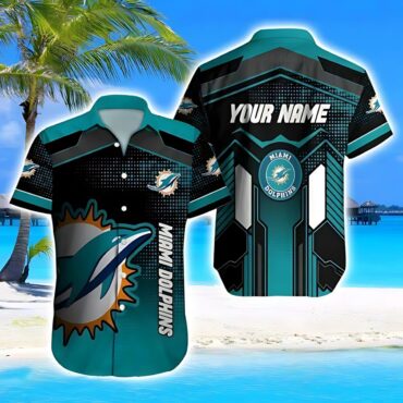 Miami Dolphins Cyber Wave Custom Hawaiian Shirt