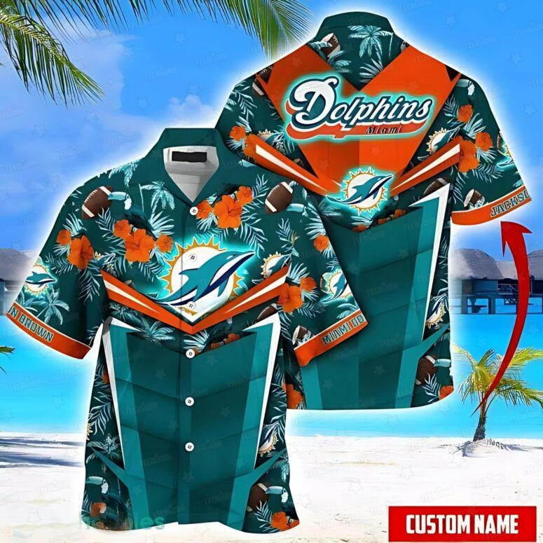 Miami Dolphins Floral Game Day Hawaiian Shirt