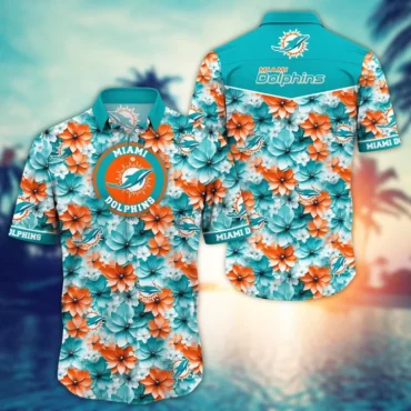 Miami Dolphins Floral Splash Hawaiian Shirt