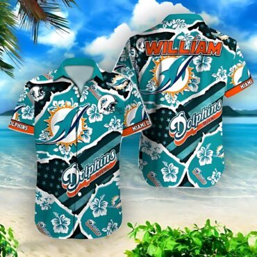 Miami Dolphins Floral Wave Hawaiian Shirt