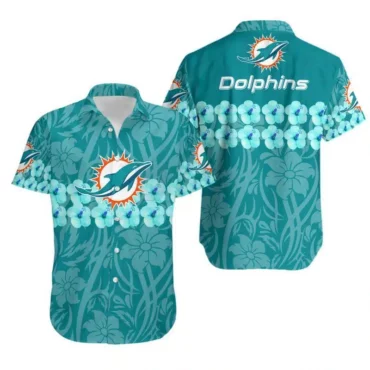 Miami Dolphins Flower and Logo Hawaiian Shirt