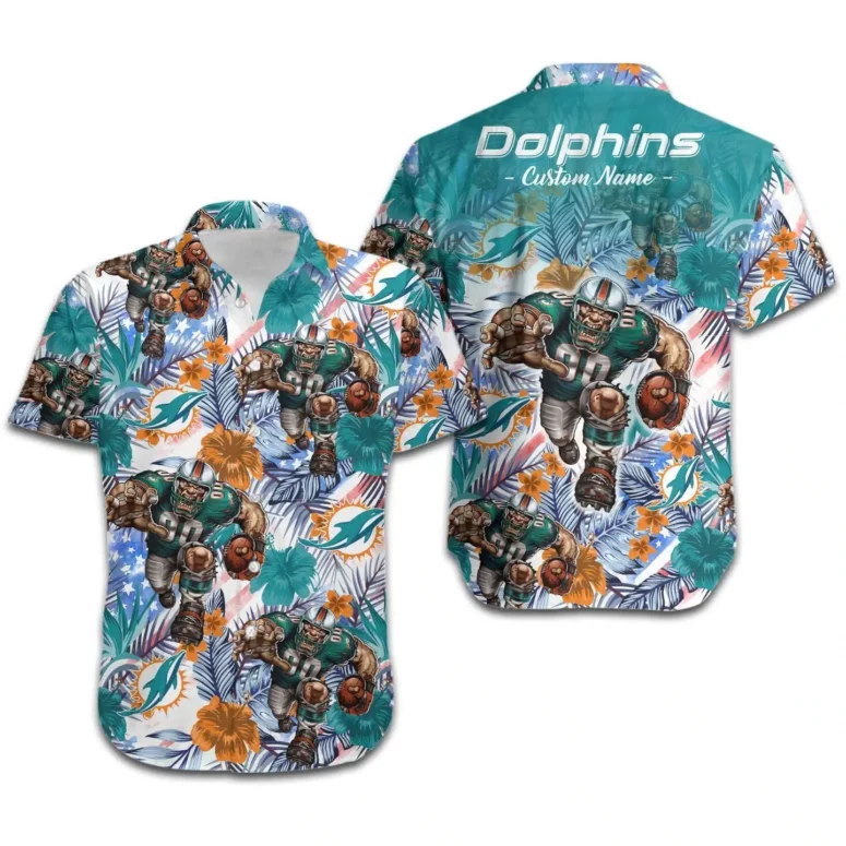 Miami Dolphins Gridiron Jungle Hawaiian Shirt