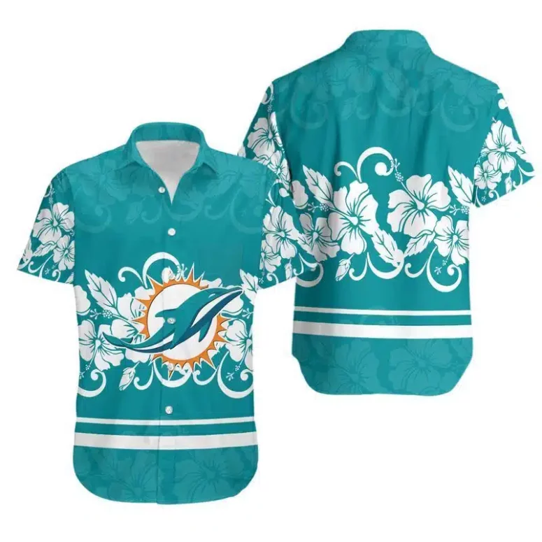 Miami Dolphins Hibiscus Flowers Hawaiian Shirt