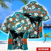 Miami Dolphins Hibiscus Sunset Hawaiian Shirt