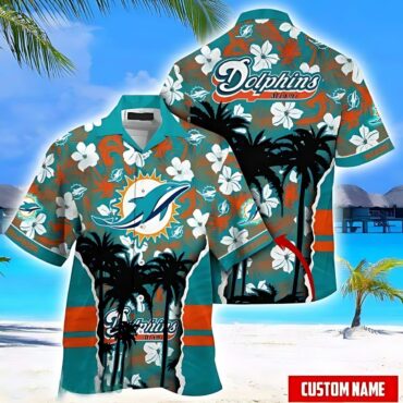 Miami Dolphins Hibiscus Sunset Hawaiian Shirt