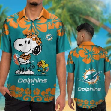 Miami Dolphins Hula Snoopy Hawaiian Shirt