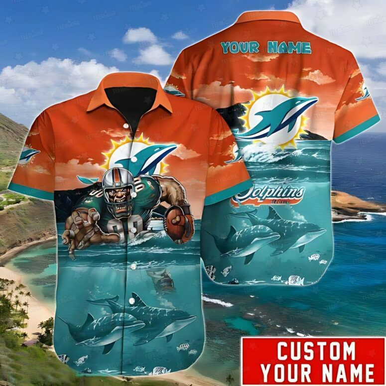 Miami Dolphins Ocean Warrior Hawaiian Shirt