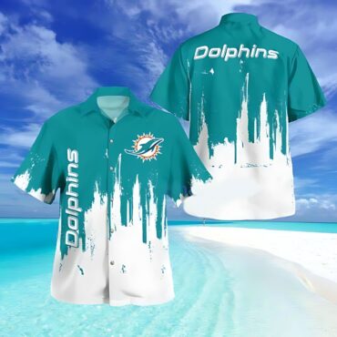 Miami Dolphins Oceanic Brush Hawaiian Shirt