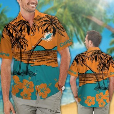 Miami Dolphins Palm Sunset Hawaiian Shirt