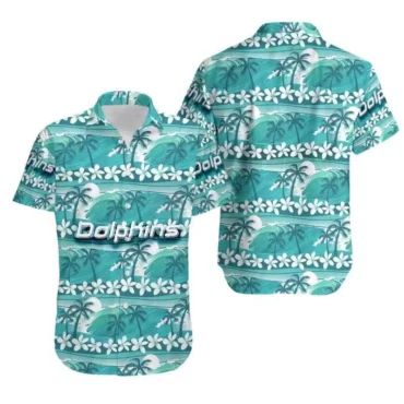 Miami Dolphins Palm Wave Hawaiian Shirt