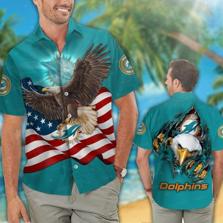 Miami Dolphins Patriotic Eagle Hawaiian Shirt