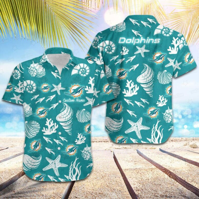 Miami Dolphins Seashell Paradise Hawaiian Shirt