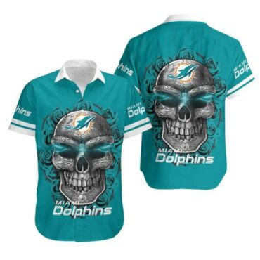 Miami Dolphins Skull Throne Hawaiian Shirt